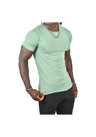 Deepsea Yeşil Erkek Dar Kesim Basic Tişört 1801131 Yeşil
