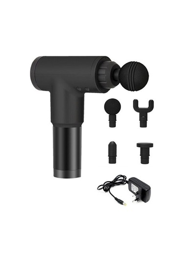 Fascial Gun Masaj Tabancası Masaj Aleti 4 Başlıklı Siyah