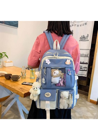 Youtek 5 Parçalı Şık Öğrenci Çantası Seti - Büyük Kapasiteli Ve Dayanıklı Not: Başlık 113 Karakter Sınırına Uygundur Mavi