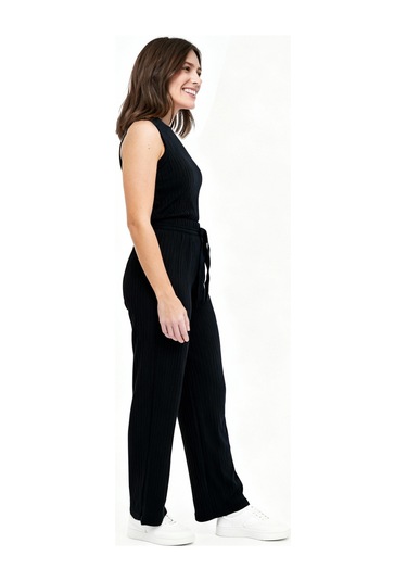 Bayan Pijama Altı Beli Lastikli Rahat Kalıp Siyah