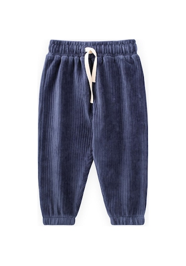 Cigit Fitilli Kadife Jogger Pantolon 1-10 Yaş Lacivert Lacivert