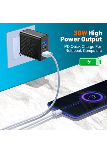 30w Usb C Şarj Cihazı Hızlı Şarj Pd Hızlı Şarj Cihazı 3.0 Duvar Şarj Cihazı İphone 15 Xiaomi 13 Poco Samsung Oneplus Telefon Adaptörü