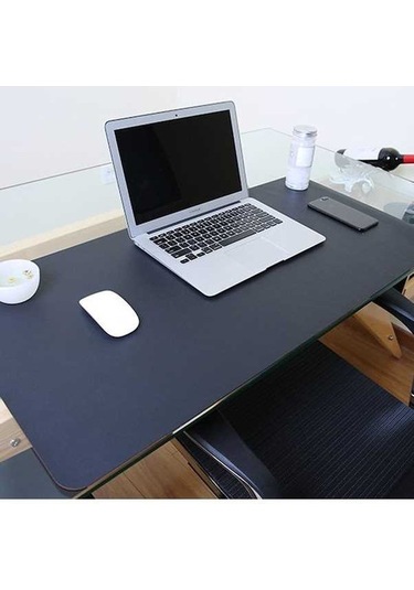 Ebitda Çok İşlevli İş Pu Deri Mouse Pad Klavye Pedi Masa Mat, 80x40cm Siyah, Ofis Ve Ev Kullanımı İçin Uygun Siyah