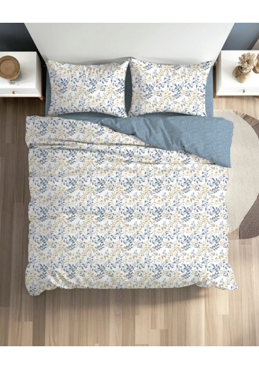 Fixbox Çift Kişilik Ranforce Nevresim Takımı Folha İndigo Çok Renkli