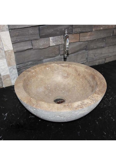 Noche Traverten Oval Dizayn Lavabo