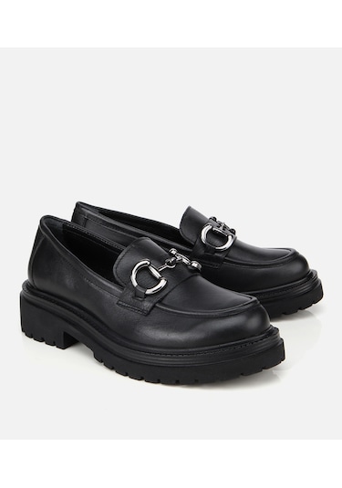 Hotiç Kadın Deri Siyah Tokalı Yüksek Tabanlı Klasik Loafer 01ayh314430a100 01ayh314430a100 Siyah