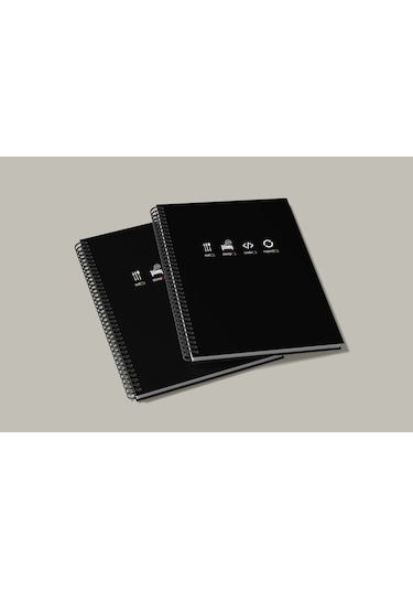 Notebook for Developers - Eat Sleep Code Repeat - Siyah - Kısmi Lak'lı Sert Mukavva Kapak - 100 Yaprak - Kareli - Spiralli Defter
