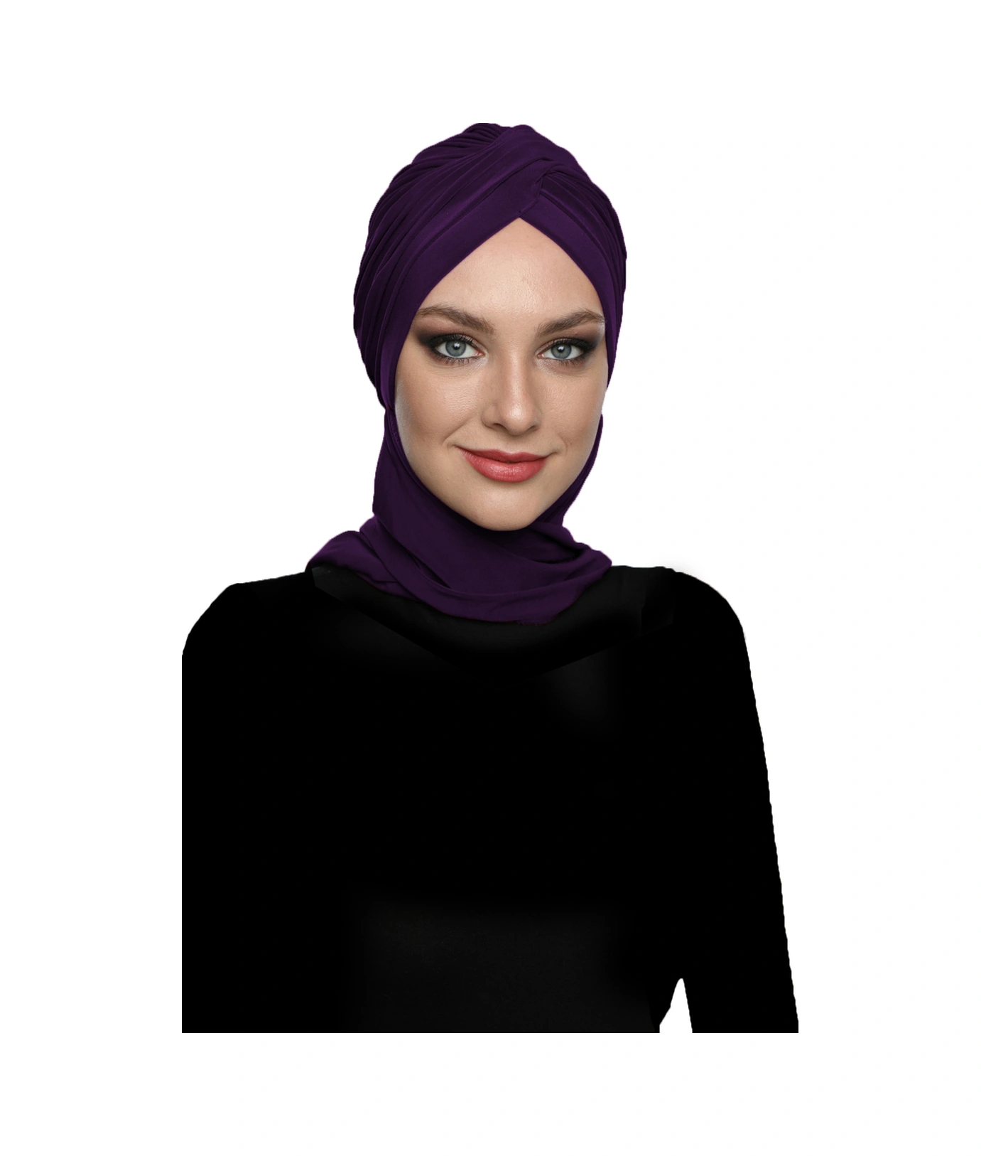 Çapraz W Atkılı Mor Hazır Türban Tesettür Bone Mor