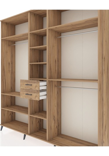 Hyperion Dolap 10 Raflı 2 Çekmeceli 3 Askılı 220x44x243 Çam-çam/çam Atlas Çam/atlas Çam
