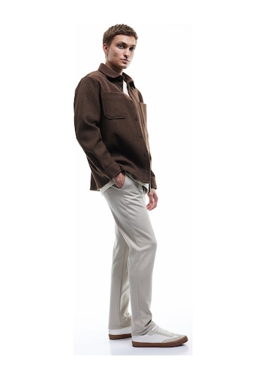 Koton Cep Detaylı Düğmeli Slim Fit Kumaş Pantolon Bej 6wam40005hk Ekru