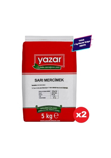 Yazar Sarı Mercimek 5 Kg x 2 Paket