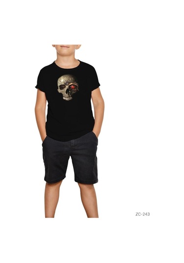 Terminatör Kuru Kafa Siyah Çocuk Tişört Siyah