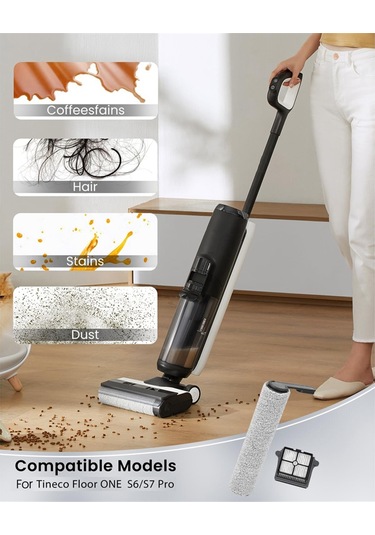 Junzhuodianpu Tineco Floor One S6/s7 Pro Islak Ve Kuru Elektrikli Süpürgeler, Fırça Silindirleri İçin Hepa Filtre Ve Yedek Parça Kiti Junzhuodianpu Tineco Floor One S6/s7 Pro Islak Ve Kuru Elektrikli Süpürgeler, Fırça Silindirleri İçin Hepa Filtre Ve Yedek Parça Kiti