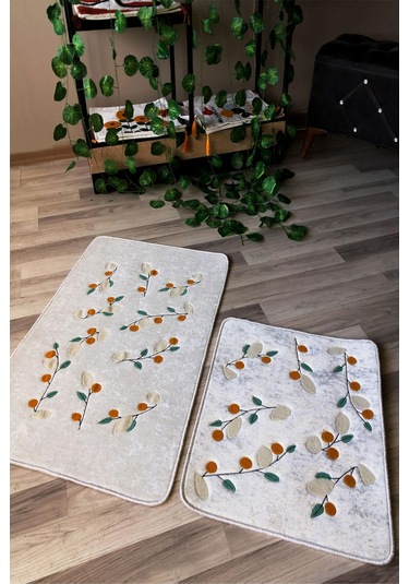 Dijital Baskı Kaymaz Taban Yıkanabilir 2'li Punch Banyo Paspas Takımı Pcp001 Renkli