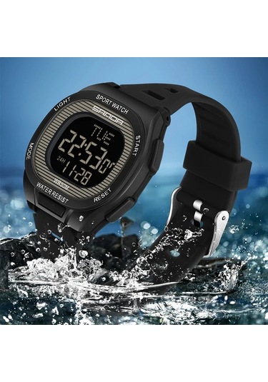 Primepickings Erkek Ve Kadın Spor Digital Led Saat, Kronometre Geri Sayım Zamanlayıcı Siyah-1 Diğer