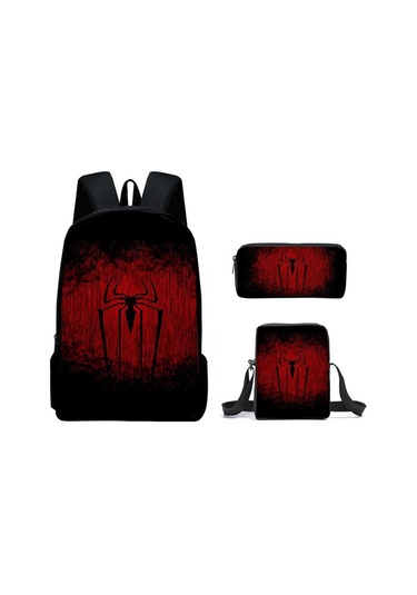 Örümcek Adam Yeni Sırt Çantası Büyük Kapasiteli Öğrenci Kişilik Okul Çantası Üç Parça Seti Stil 18