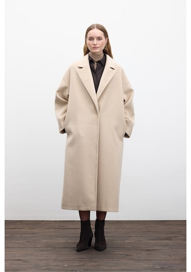 Düz Kapama Kaşe Kaban Deve Tüyü Deve Tüyü