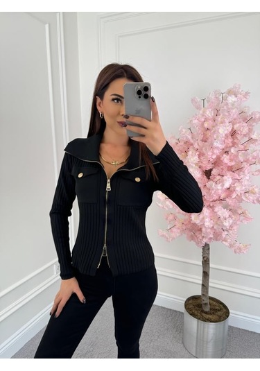 Tua Moda Kadın Cep Ve Fermuar Detay Fırsat Ürün Bluz Siyah