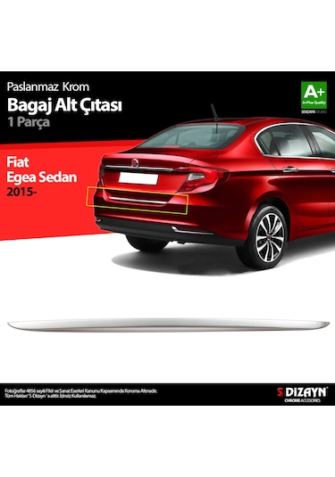 S-Dizayn Fiat Egea Sd Krom Bagaj Alt Çıtası 2015 Üzeri N11.517