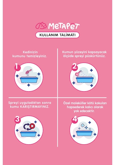 Metapet Kedi Kumu Tuvaleti Koku Giderici Doğal Bahar Parfümü Spreyi 400 ML