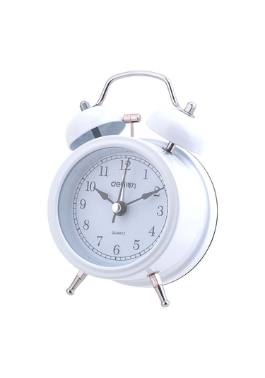 Beyaz Metal Çift Zilli Anime Çalar Saat Tik Tak Etmeyen Analog Zil Saati Diğer