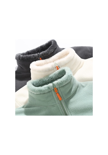 Snapbuy Çift Taraflı Fermuarlı Kadın Polar Üst Yeşil