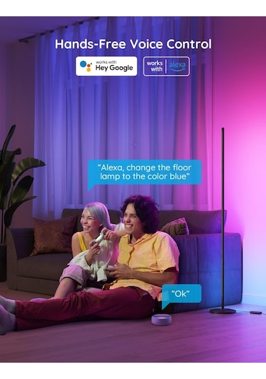 Govee RGBICW H6076312 Basic Akıllı Dikey Aydınlatma Alexa Google Asst. Destekli Siyah