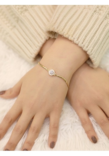 14 Ayar Altın Beyaz Baget Bileklik Altın