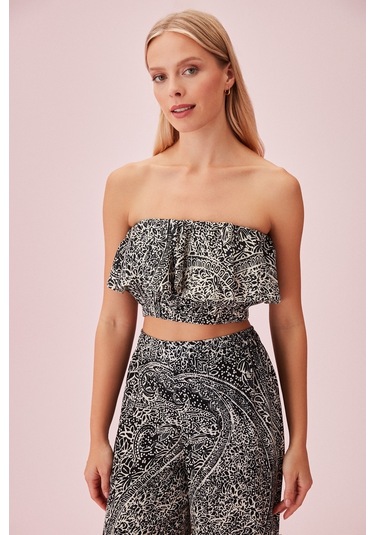 Suwen Rana Crop Top Sba24570911 Siyah