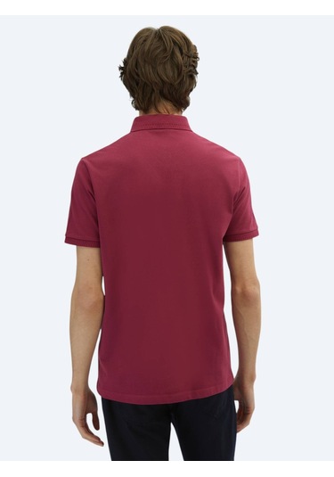 Mürdüm Düz Polo Yaka %100 Pamuk T-shirt MÜRDÜM