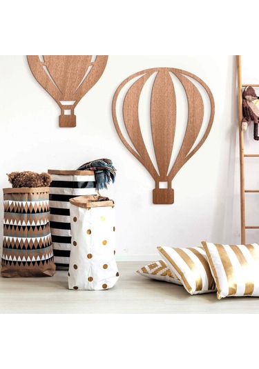 Bebek Odası Çocuk Odası Kapı ve Duvar Süsü Ahşap Balon Dekor Kahverengi