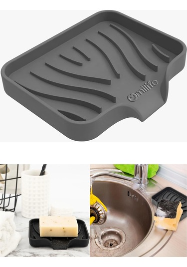 Gri Bordo Silikon Mutfak, Banyo Su Giderli Vantuzlu Esnek Sabunluk Diğer