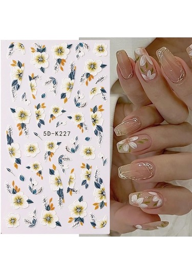 Mor Çiçek 5 D Manikür Dekorasyon Için Holigrafik Yaprak Su Çıkartmaları 5 D-k226