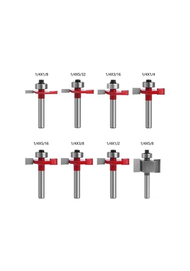 Suofeng Ahşap İşleme T Tipi Milling Ucu, 1/4 Uç, Toplu Kesici, Kenar Düzeltici, 8'li Set 1/4 1/2