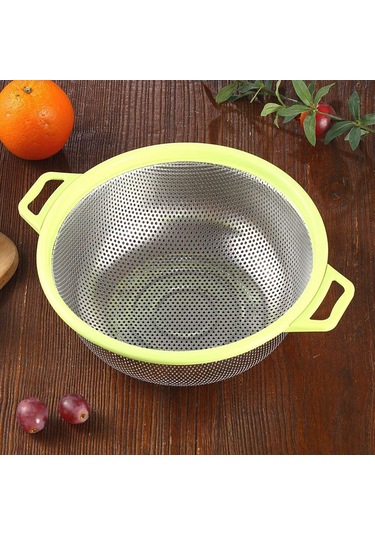 Xurunkeji Saplı Ve Ayaklı Paslanmaz Çelik Süzgeç Büyük Metal Yeşil Süzgeç Makarna, Meyve, Sebze, Erişte, Salatalar İçin Yeşil