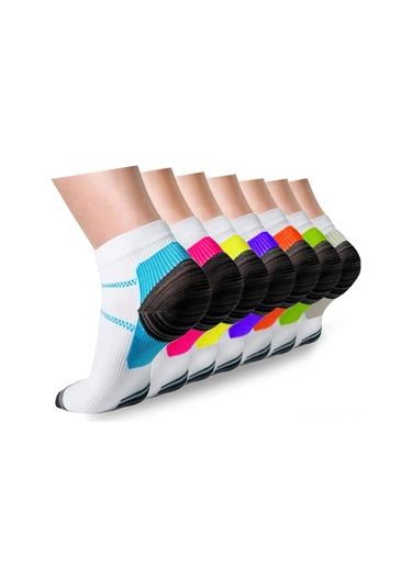 Lemestar Hasta Bakıcılar İçin Spor, Yürüyüş Ve Uçuş Socks - Plantar Fasitit İçin Kompresyon Destek - S/m Boyutu 7'li Paket Diğer