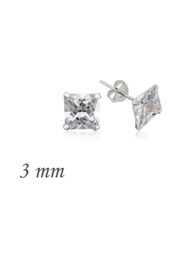 Gumush Gümüş Kare Tek Taş Zirkon Küpe - 3 Mm N11.41866