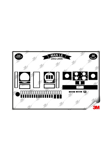 Man Le 2002-2006 Torpido Konsol Trim Göğüs Maun Kaplama Set 56 Parça Siyah