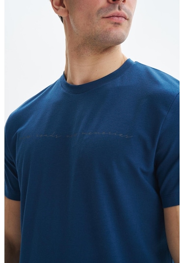 Arma Erkek Regular Fit Yazı Baskılı Süprem Bisiklet Yaka Tişört Y29344472702 İndigo