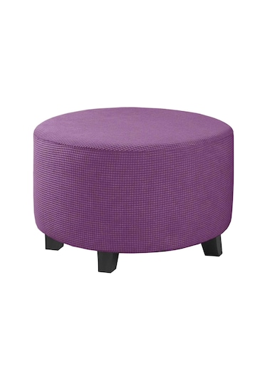 Jms Mor Streç Osmanlı Slipcovers Yuvarlak Osmanlı Kapakları Çıkarılabilir Tabure Kapakları Depolama M