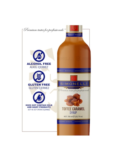 Simonelli Kahve Şurubu Toffee Karamel Aromalı 700 ML + Pompa Simonelli