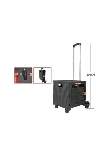 Balatlı Çok Fonksiyonlu Portatif Taşıma Arabası Siyah By06