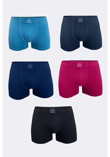 Malabadi Erkek Renkli 5 Li Pamuk Elastan Boxer 5m074 Mavi - Füme - Lacivert - Bordo - Siyah