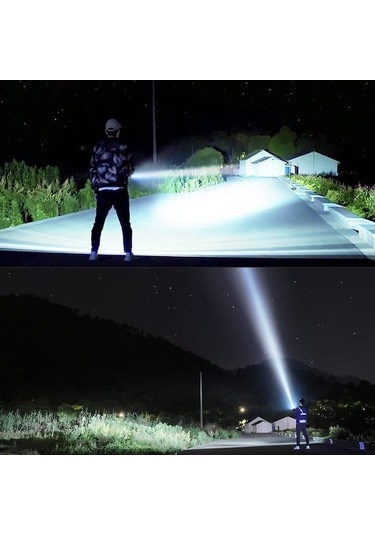 Tongxida Led Fener Xhp70 Usb Şarj Su Geçirmez Ultra Parlak Siyah Lamba Siyah