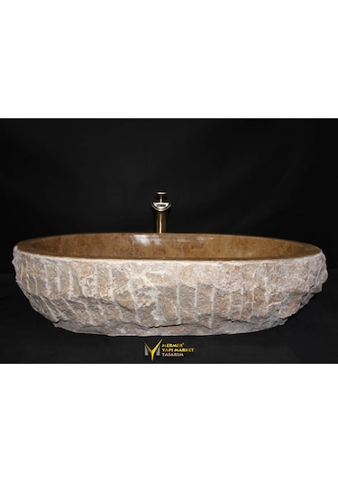 Noche Traverten Dikey Patlatma Lavabo