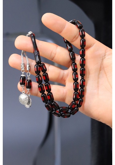 Kırmızı Sürmeli Toz Kehribar Tesbih N11.7977