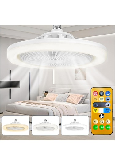Buffer E27 Duylu 3 Farklı Işık Modlu Ve 3 Seviye Fan Güçlü Uzaktan Kumandalı, Sessiz Kullanımlı, Kolay Kurulumlu,led Işı