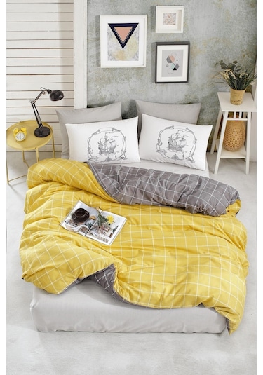Ranforce Çift Kişilik Nevresim Seti Trendy Colors Sarı (489464416) Çok Renkli