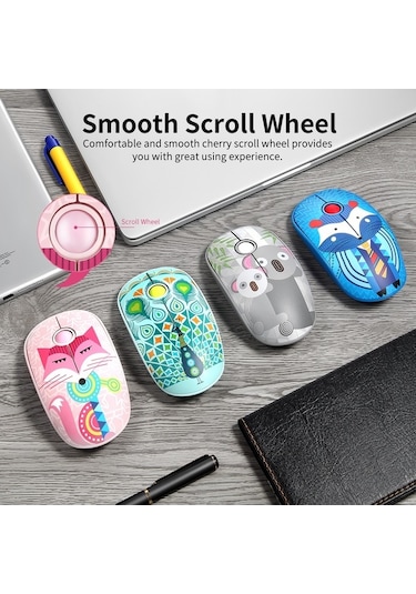 Novahub Fude V8h 2.4 Ghz Kablosuz Sessiz Fare - İnce, Komforlu Tasarım, Uzun Pil, Tilki Desenli 001/ 001