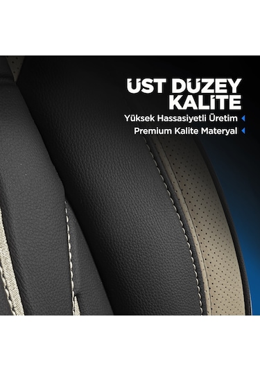 Panda Pars Serisi Deri Oto Koltuk Kılıfı - Bej - Siyah